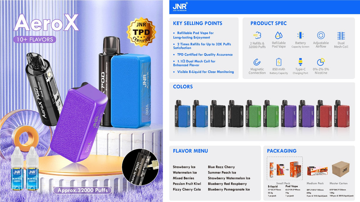 JNR Aero X 32000 Puffs | 10+ Flavours